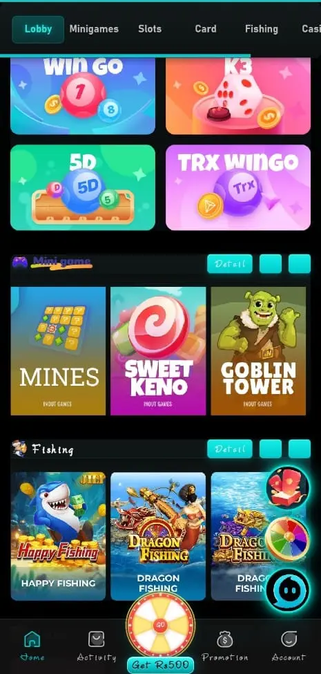 77PKR Game Home Screen 