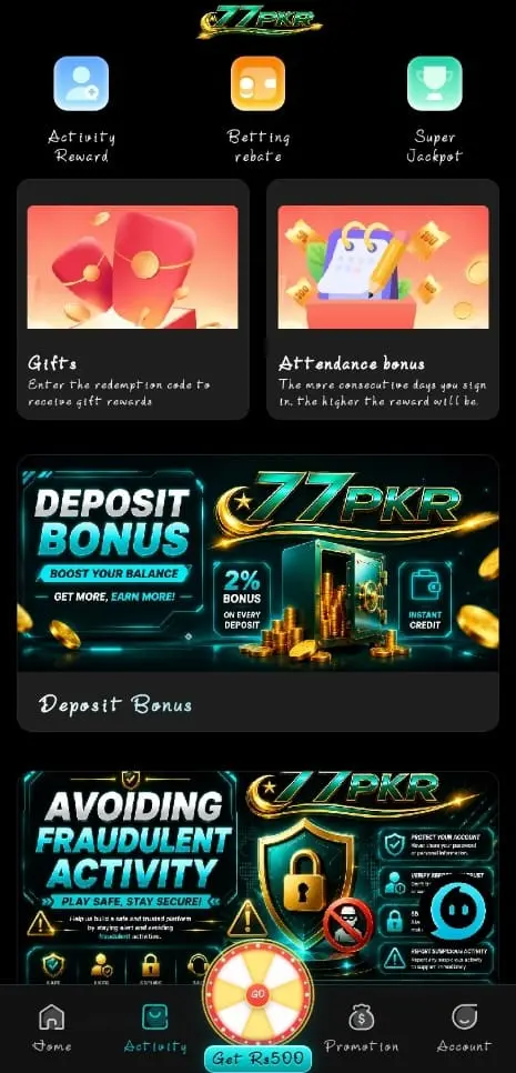 77PKR Game Activites