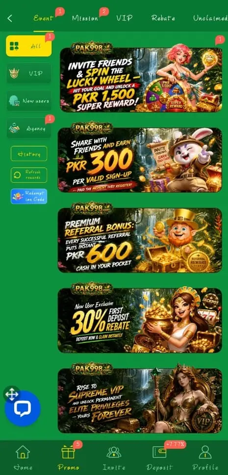 Pak998 Game Promotional Offers