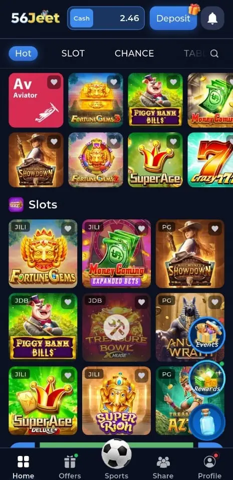 56Jeet Game Home Screen